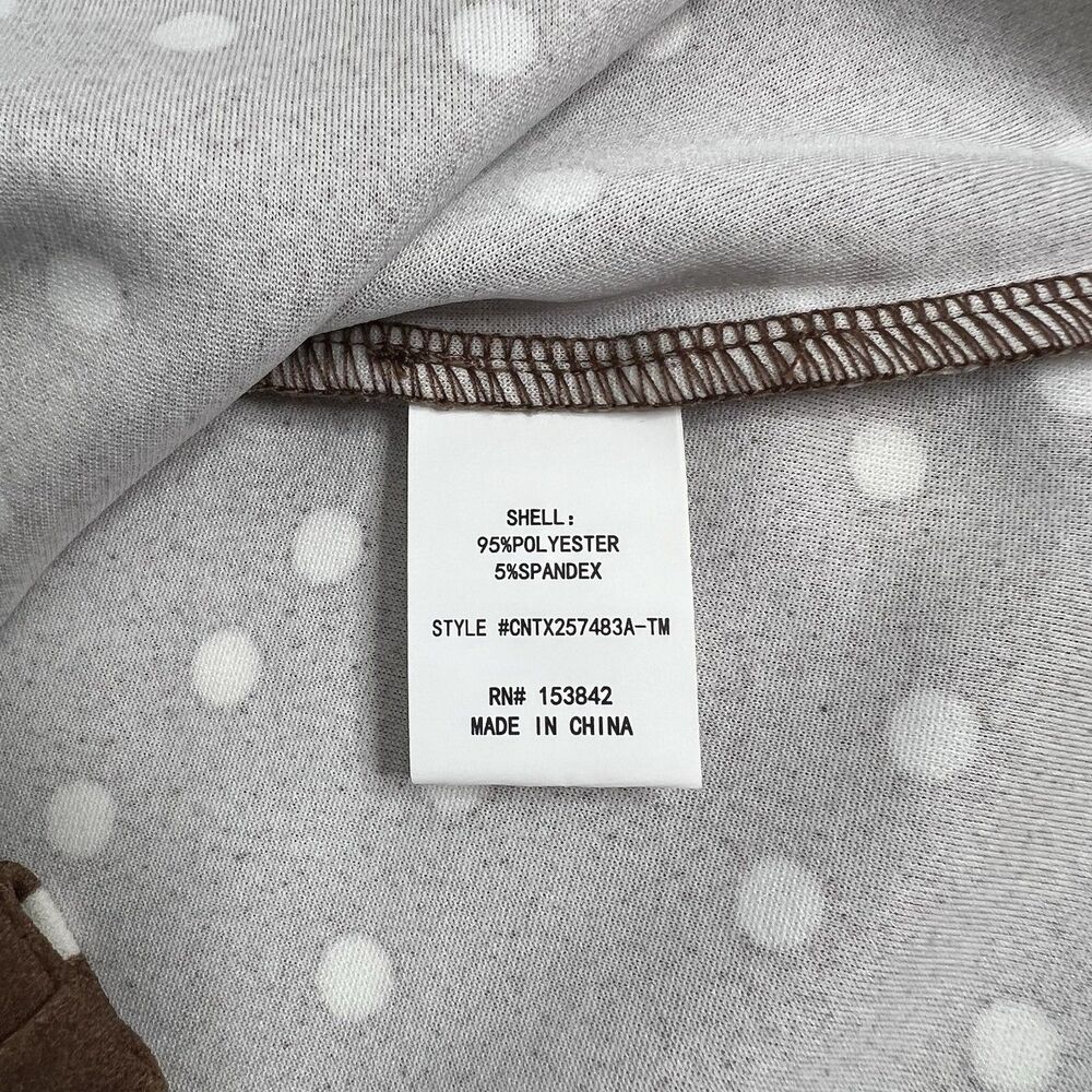 MELLODAY Women Top Brown Polka Dots White Short Sleeve Top Size XS - Picture 7 of 9